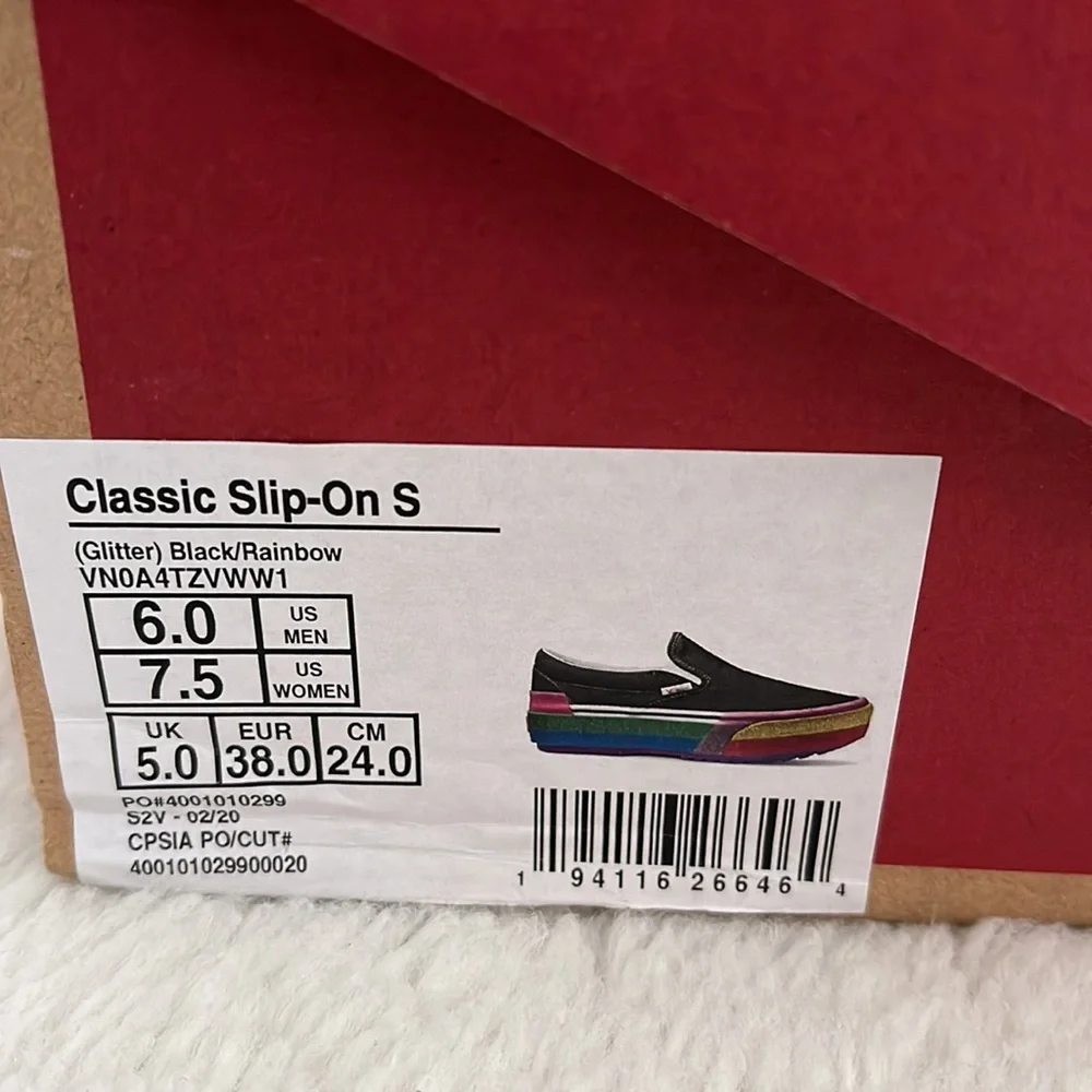 Platform Rainbow Glitter Vans Slip-on. Rare! - Picture 7 of 7